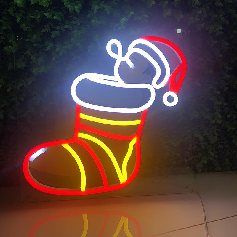 Santa Socks 5 Neon Sign