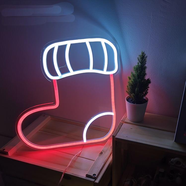 Santa Socks 4 Neon Sign