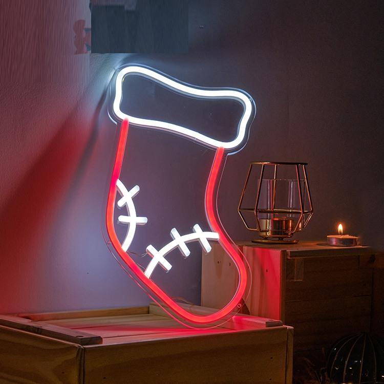 Santa Socks 3 Neon Sign