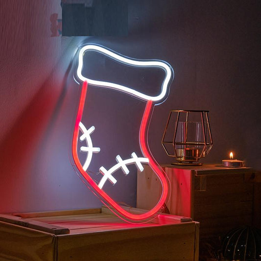 Santa Socks 3 Neon Sign