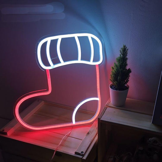 Santa Socks 4 Neon Sign