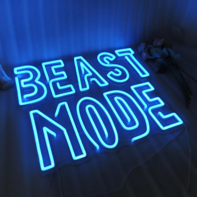 Beast Mode Neon Sign – Neon Lives Beast Mode Neon Signs for Wall Decor Red Letter LED Neon Light Gym